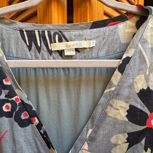 Boden Blue Floral Midi Dress with Cream and Red Accents - Picture 3 of 8